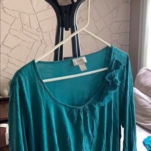 SOLD—Ann Taylor LOFT Teal Blouse, US Women’s Large